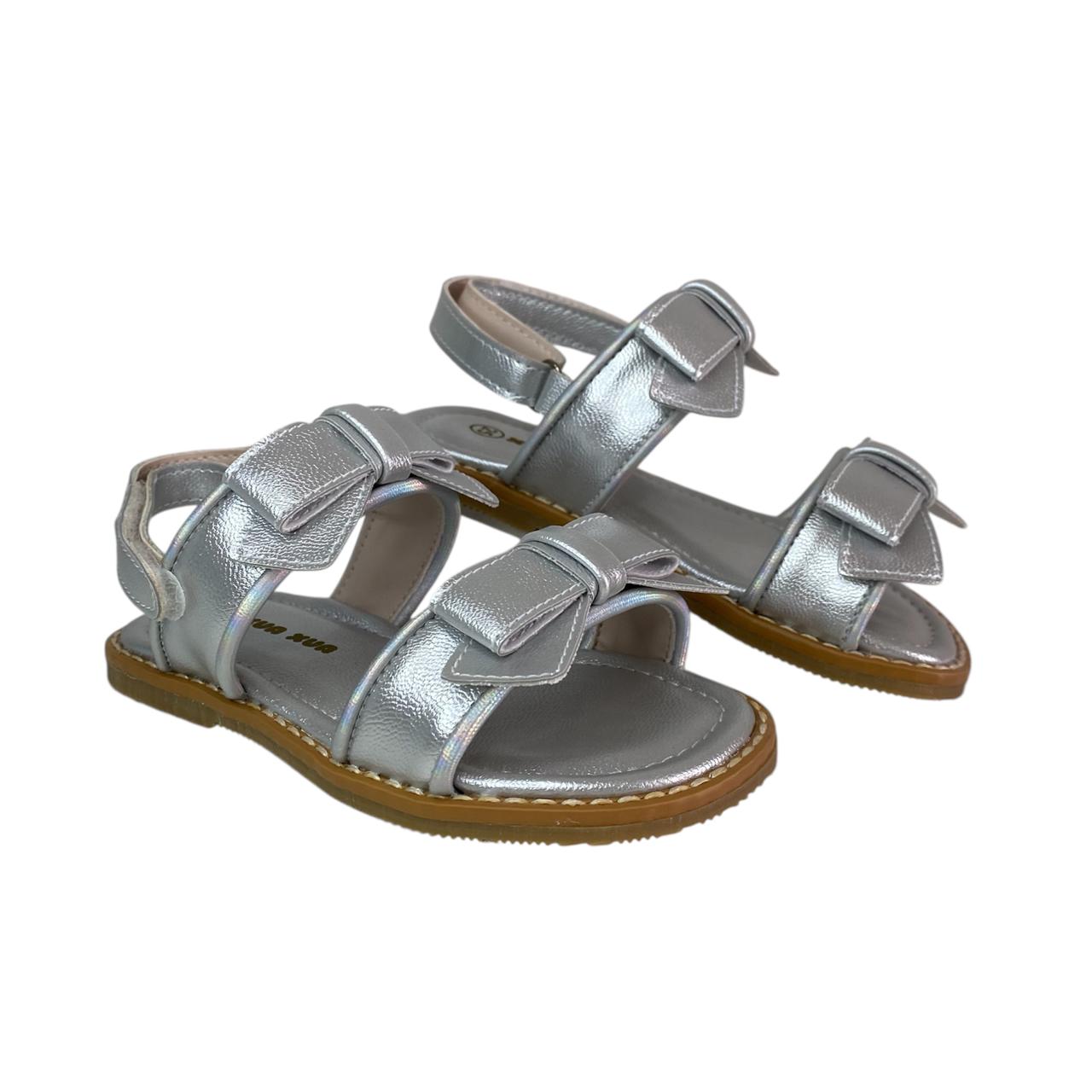 SANDALIA FEMININA 2 LAÇOS PRATA - XUA XUA