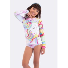 BLUSA+CALCINHA KIDS UV50+ INICÓRNIO VEGGI