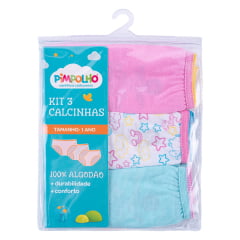 KIT CALCINHA INFANTIL C/3 PIMPOLHO